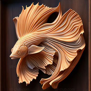 3D model st Flag   tailed fighting fish fish (STL)